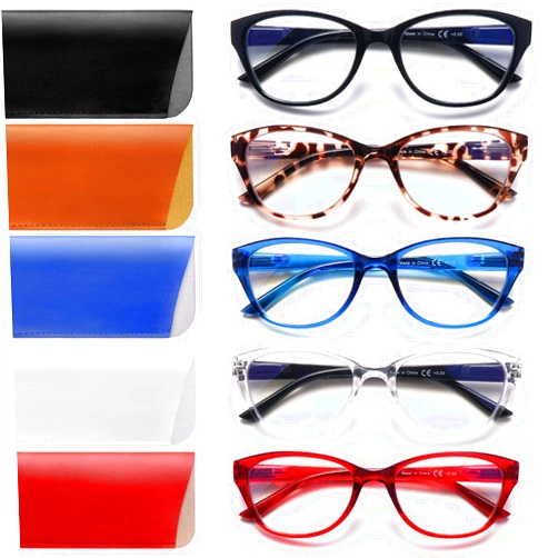 COJWIS 5 Pack Reading Glasses for Women Blue Light Blocking Computer Readers with Spring Hinge Anti Eye Strain Eyewear