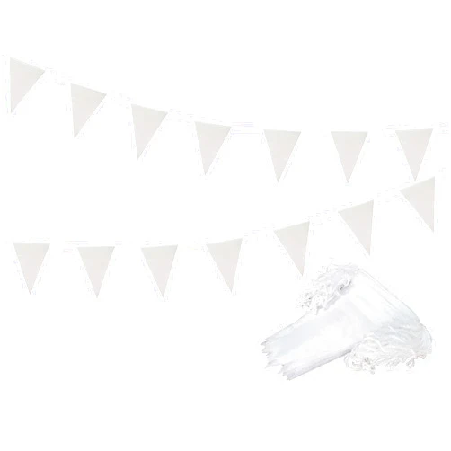 Tibijoy 260 Feet White Pennant Banners Flags DIY String Triangle Bunting Flags Polyester Banners for Party Grand Opening,Christmas Party,Outdoor Decorations,150 Pcs