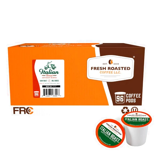 Fresh Roasted Coffee, Italian Roast, Dark, 96 Pods for K Cup Brewers