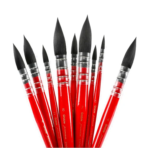 Grabie Professional Watercolor Paint Brushes, Mop Paintbrushes, 9 Pcs, Synthetic Squirrel Hair, Art Supplies for Painting, Great Watercolor Set for Artists, Amateur Hobbyists and Painting Lovers