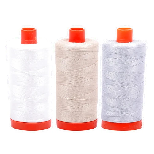 Aurifil Bundle of Aurifil 50wt Egyptian Cotton Thread, Large 1422 yard Spools, with and without Aurifil Empty Thread Case 12 Spool Capacity (3 Spool Bundles, 2021 2310 2600)