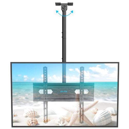 USX STAR Ceiling TV Mount for 26-65 inch Flat Screen Displays, Adjustable Ceiling TV Bracket Fits Most LCD LED OLED TVs, 14.96Inch Single Extended Mounting Pole, Holds up to 110lbs, Max VESA 400x400mm