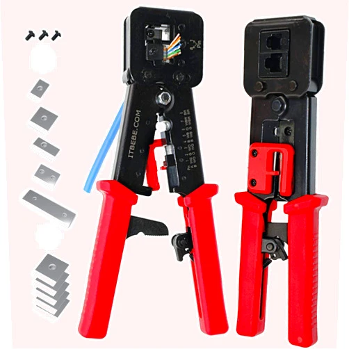 Itbebe.com ITBEBE RJ45 Crimping Tool Made of Hardened Steel with Wire Cutter Stripping Blades and Textured Grips (RJ45 CRIMPER RED)