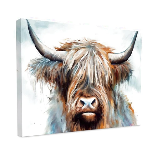 DOARTDO Highland Cow Canvas Prints Wall Art Colorful Graffiti Animal Picture Highland Cattle Wall Decor for Living Room Farmhouse Bathroom Decor (12x18inch)