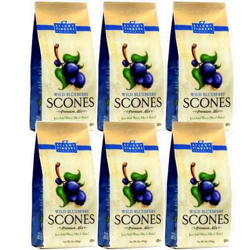 Sticky Fingers English Scone Mix, Wild Blueberry by Sticky Fingers Bakeries – Easy to Make English Scones Fresh Baked, Makes 12 Scones (6pk)