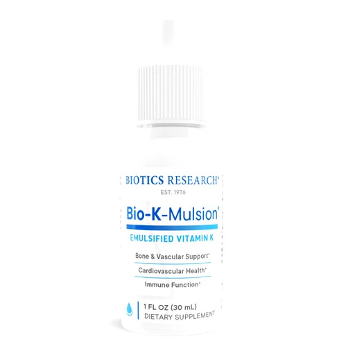 Biotics Research Bio K Mulsion Liquid Vitamin K Drops - 500 mcg/S - Vitamin K1 phytonadione for Adults - VIT K Supplement - Strong Bones, Heart Health, Blood Clotting Support, 1 fl oz