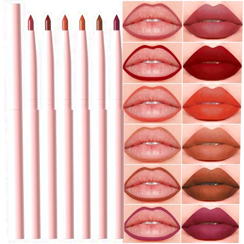evpct 6Pcs Retractable Lip Liner Pencils Set for Shaping & Sculpting Lips, Mauve Maroon Dark Red Orange Nude Chocolate Brown Plum Creamy Matte Velvet Pigmented Rich Lip Colors Liner Crayon Lipstick 01