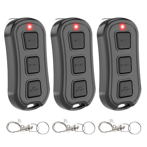 OTLEER 3 for Universal Garage Door Opener Remote for Purple Yellow Red Orange Green Learn Button, Works with Liftmaster Chamberlain Craftsman Garage Door Openers, 3-Button, Visor Clip/Mini Keychain Type