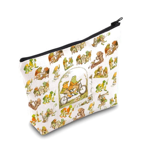 WZMPA Funny Frog and Toad Arnold Lobel Cosmetic Bag Frog and Toad Fans Gift Humour Frog and Toad Character Makeup Zipper Pouch Bag Frog and Toad Merchandise (Frog & Toad)