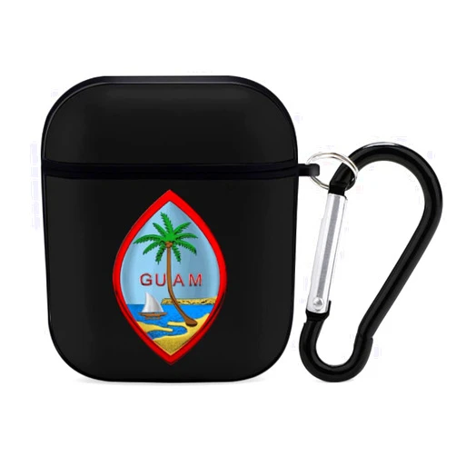 Sedoied Coat of Arms of Guam Earphone Protective Cover Durable Antidrop Headset Case for AirPods 2 & 1 with Keychain, black-style, One Size (Protection 3-d p)