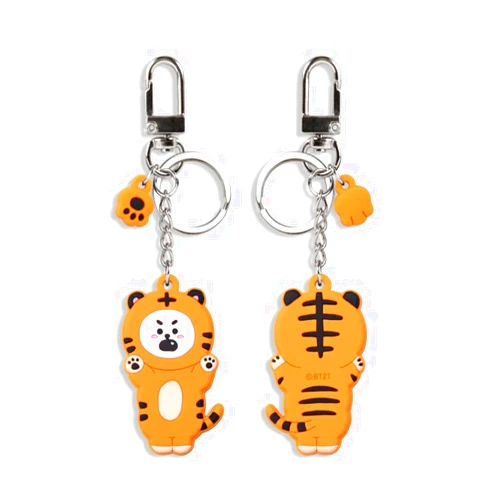 Generic B.T.S_Bangtan Boys Official Merchandise- RJ Character Tiger Theme Mini Keychain_JIN Photo cards Included_Anthology Proof Yet to Come, Orange