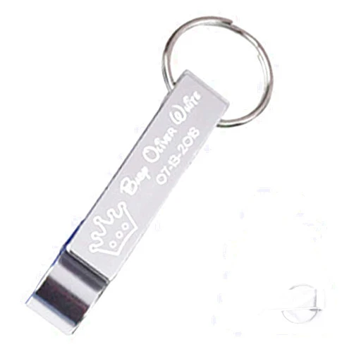 CLIBESLTY 50pcs Personalized Customized Bottle Openers Keychains Wedding Favors Party For guests + White Organza bags