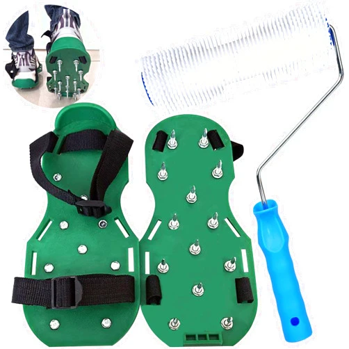 DBYANAN 9 Inch Screed Spiked Roller Self Leveling Concrete Roller Epoxy Roller Spike Shoes for Epoxy Flooring Cement Floor Leveling Tools Screed Compound Roller
