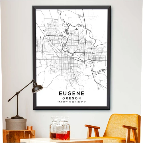 Generic Map of Eugene, Oregon, Light 2 (16x20)