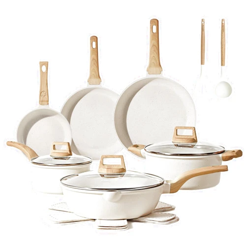 CAROTE 16 Piece Cookware Set, Nonstick Pots and Pans, Induction Cookware Cooking Set with Frying Pans, Saucepans, Saute Pan