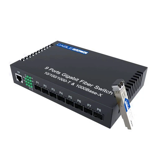 CableRack 8 Port SFP Unmanaged Ethernet Optical Switch with One Multimode SFP