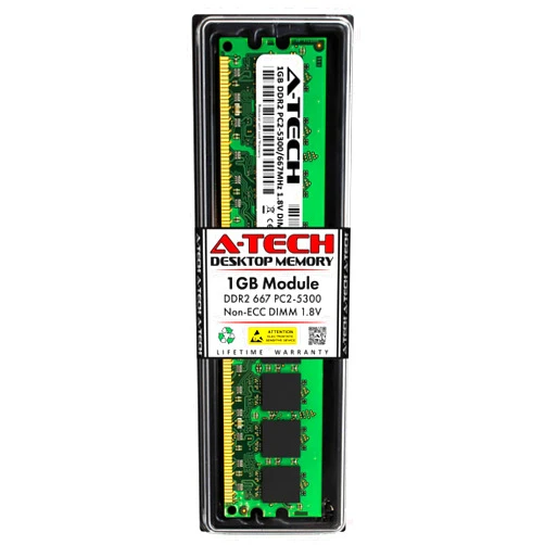 A-Tech 1GB RAM Replacement for Kingston KVR667D2N5/1G | DDR2 667MHz PC2-5300 UDIMM Non-ECC 240-Pin DIMM Memory Module