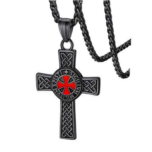 FaithHeart Knights Templar Seal Necklace Christ Fellow-Soldiers Jewelry for Men Women with Delicate Gift Packaging
