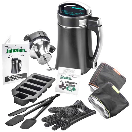STX INTERNATIONAL Infuzium Butter-Oil-Tincture Infuser Maker Machine Complete Kit • 2-10 Sticks Butter • 2 Filters, 3 Silicone Spatulas, Silicone Glove & Butter Mold Plus our Infuzium 48 Page Cookbook