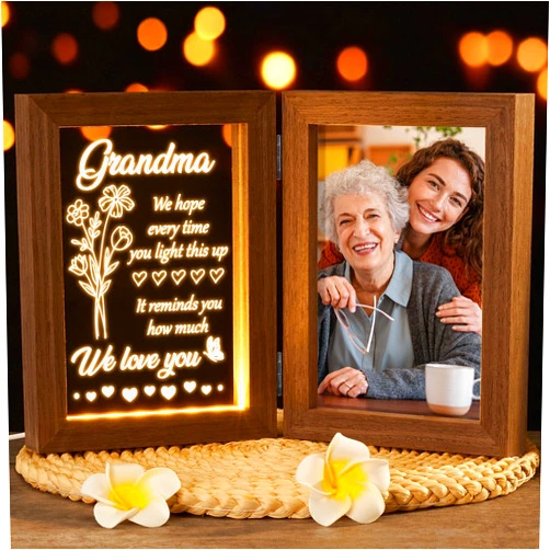 Tiblue Grandma Gifts Christmas Gifts for Grandma from Granddaughter Grandson Grandkids, LED Night Light with Grandmother Picture Frame 5x7, Personalized Gift for Nana Grandmother Gigi Granny Birthday Gift