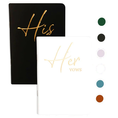 Taja Vow Books His and Hers, Wedding Vow Books with Gold Foil Lettering, Perfect Wedding Ceremony Essential for Wedding Stuff, Beautiful Wedding Present for Keepsake - White and Black