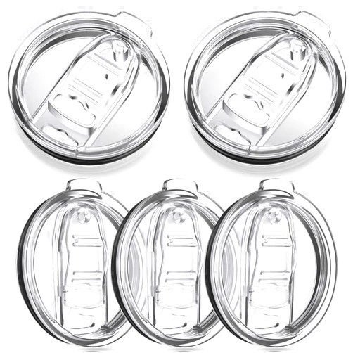 Qiyaz 5 Pcs 20 oz Skinny Replacement Lids Tumbler Replacement Lids Plastic Splash Resistant Lids Covers Spill Proof Skinny Tumbler Lid Cup Covers for 2.7 Inch Mouth Tumbler Cooler Cup Cover (Clear)