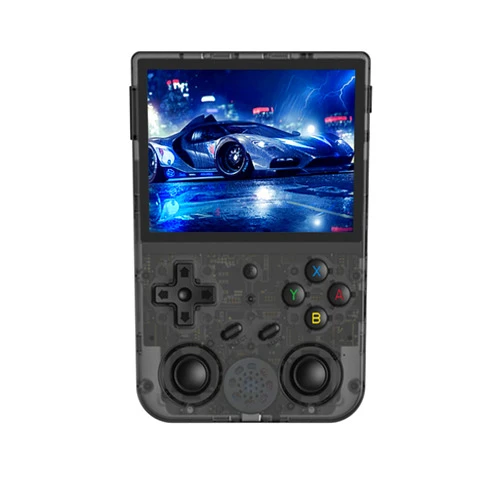 HANHIBR RG353VS Handheld Game Console 3.5-Inches Display Linux System, RK3566 Chip Built-in 16G + 64G TF Card and 4000+ Games(Black)