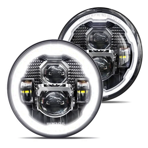HWSTAR 7 Inch Led Headlights Halo Round Compatible with Jeep Wrangler JK JKU TJ LJ DRL Turn Signal H6024 Hi/Low Sealed Beam