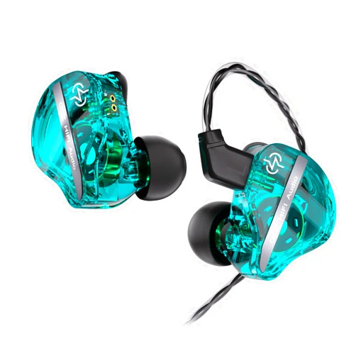 H HIFIHEAR CCZ DC01 PRO in Ear Monitor, Wired Gaming Earbuds Headphone, Ultra-strong Bass, Customized Ear Hook, 4N OFC Detachable Cable, IEM Earphone Noise Canceling Headset for Audiophiles (Cyan, without Mic)