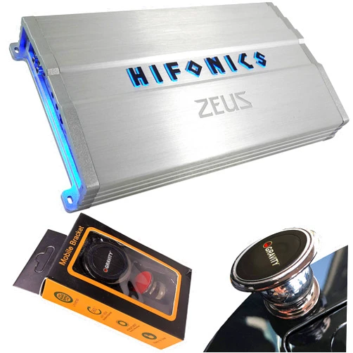 Hifonics ZG-1200.4 Zeus Gamma 1200 Watts 4-Channel Full Range Bridgeable Audio Amplifier Class A/B Amp for Car & Vehicles with Gravity Magnet Phone Holder Bundle