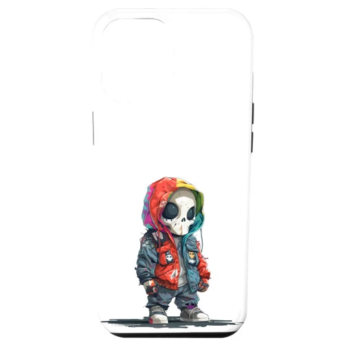 Rainbow Friends iPhone 15 Pro Max HipHop Skull Ghost Creature in Colourful Cyberpunk Style, Punk Case