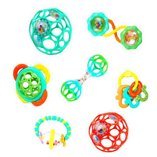 Bright Starts Soothers & Shakers 7pc Gift Set - BPA-Free Baby Rattles, Teethers and Stroller Toys, Unisex, Newborn+