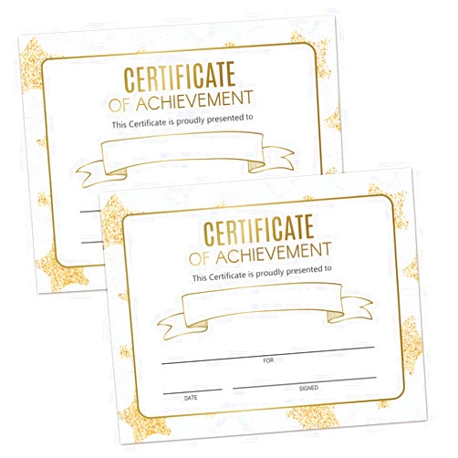 KRUCVOJO 25 Gold Stars Award Certificates - Certificate of Achievement - Student of The Month Certificates for Students,School Graduation Ceremony,Certificate of Achievement Awards.（8x10 in）