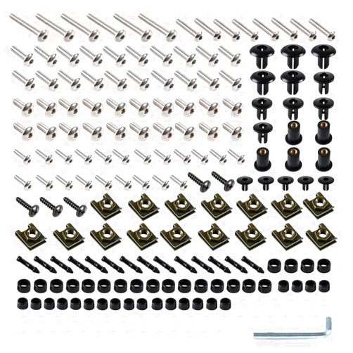 WYNMOTO Fairing Complete Bolts Kit Stainless Steel Screws Fit for Suzuki GSXR1000 2000 2001 2002 GSXR 1000 00-02 Aluminum Motorcycle Fasteners Hardware Clips (Silver)