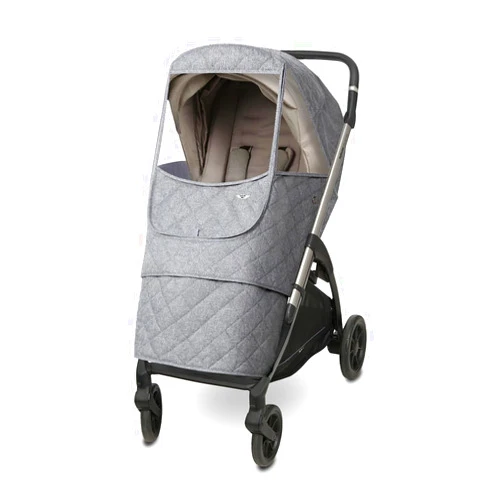 Manito Melange Padded Universal Stroller Weather Shield, Insulated, Water-Repellent, Thermal Protection for Rain, Snow, Wind & Cold, Fall & Winter, Forward and Rear Facing Compatible (Black Grey)