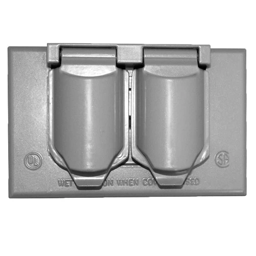 Sigma Electric, Gray 14245 1-Gang Horizontal Duplex Cover