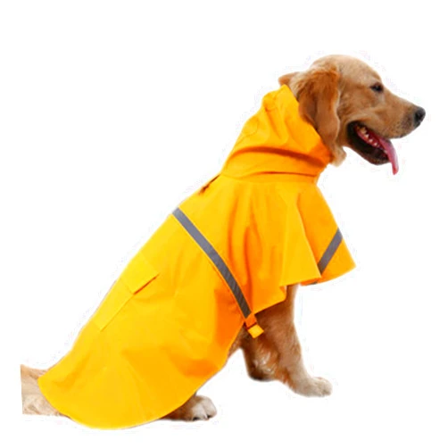 JYHY Dog Raincoat Adjustable Reflective Waterproof Lightweight Dog Rain Jacket Rain Poncho with Hood for Medium Large Dogs Yellow