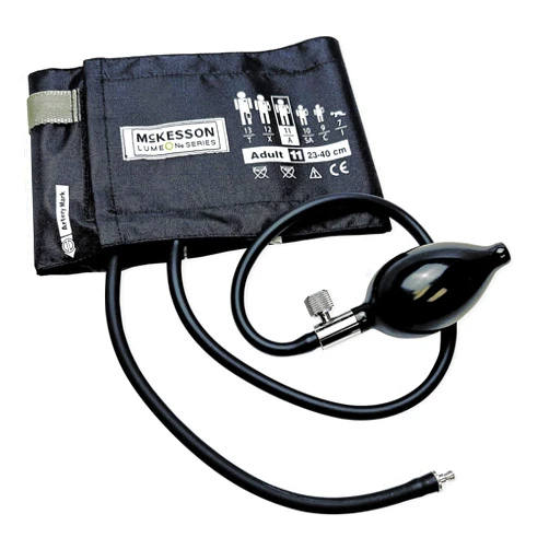 McKesson LUMEON Blood Pressure Cuff and Bulb, Black, Adult Medium, 23 cm to 40 cm, 1 Count