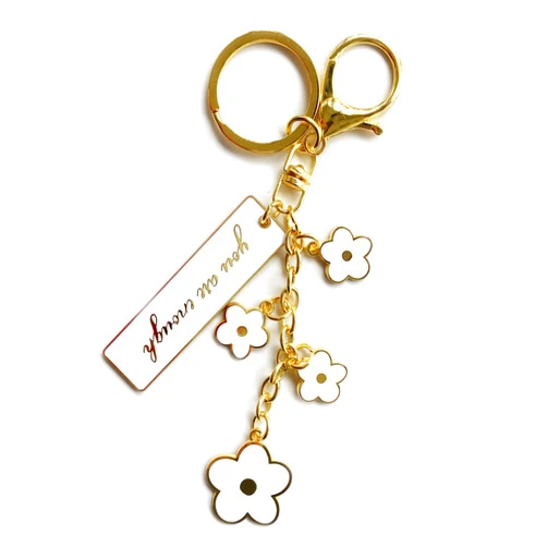 Esland You Are Enough Keychain, Cute Daisy Charms, Enamel Inspirational Quotes Keychain Accessories for Wallet Backpack Purses, Gift for Women