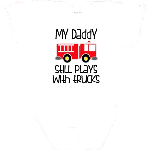inktastic Firefighter Daddy Plays with Trucks Baby Bodysuit