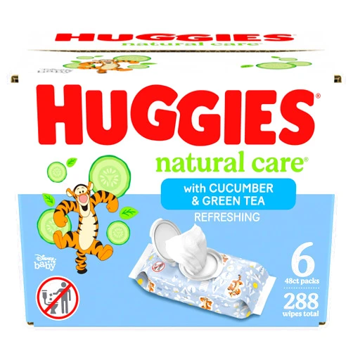 Huggies Natural Care Refreshing Baby Wipes, Hypoallergenic, Scented, 6 Flip-Top Packs (288 Wipes Total)