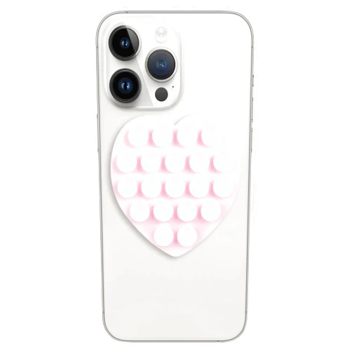 Mijafaron Suction Phone Case Mount, Silicon Adhesive Phone Accessory for iPhone and Android, Hands-Free Fidget Toy Mirror Shower Phone Holder, Tiktok Videos and Selfies(Love Shaped, Light Pink)
