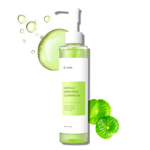 IUNIK Centella Asiatica Cleansing Oil - Pore & Sebum Control Oil Cleanser | Makeup & Sunscreen Remover for Women & Men Dry Oily Sensitive Acne-prone Skin Gentle Face & Body Wash Korean Skincare
