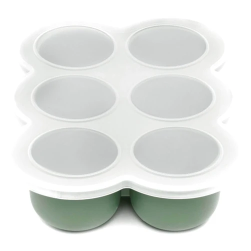 WeeSprout Silicone Baby Food Freezer Tray with Clip-on Lid - Perfect Storage Container for Homemade Baby Food, Vegetable & Fruit Purees, and Breast Milk (Matte Green, Six 3 Ounce Sections)