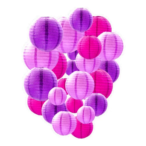Tim&Lin Purple Paper Lanterns Decorative, Chinese/Japanese Hanging Round Paper Lanterns Decorations for Wedding, Engagement, Bachelorette, Halloween, Birthday (12 PCS)