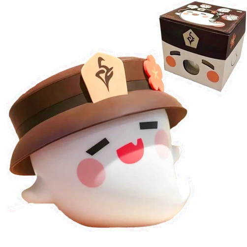 BoTiHoXi Game Genshin Impact Hutao Ghost White Night Light Hu Tao Slime Discolour Lamp for Bedroom Decor USB Charging