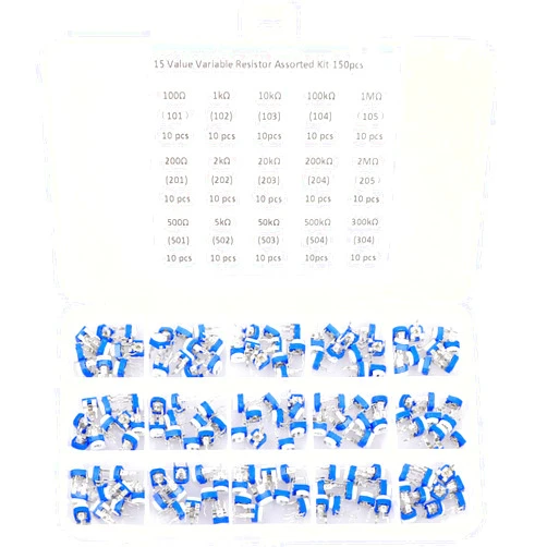 Zovfam 150 Pcs 15 Value 100 ohm- 2M ohm Trimpot Variable Resistor 6mm Potentiometer Assortment Kit
