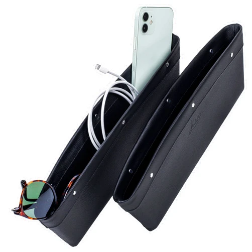 Lusso Gear Car Seat Gap Filler and Organizer (2 Pack) - Gap Filler & Storage Between Seats - Universal Fit & Vegan Leather - Holds Phone, Keys & Glasses - Car Seat Gap Filler Organizer