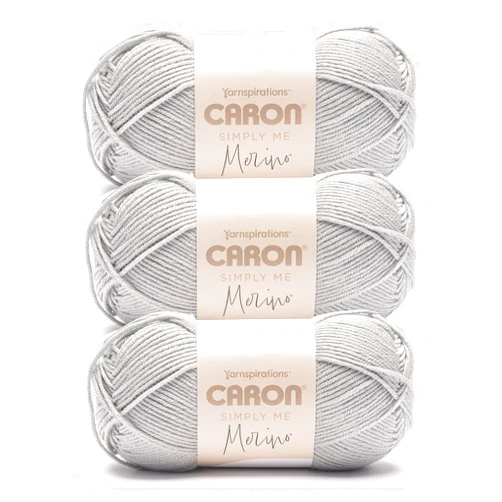 Caron Simply Me Merino Gray Willow Yarn - 3 Pack of 100g/3.5oz - 50% Acrylic, 50% Merino Wool - #3 DK (Light) - 215 Yards - Knitting/Crochet