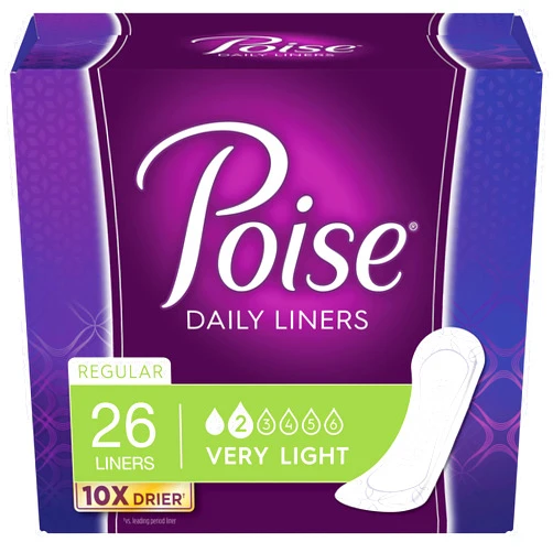 Poise Incontinence Panty Liners, Very Light Absorbency, Regular Length (26 Count)